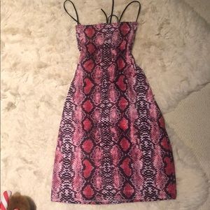 Red snake skin stretchy dress with strapped back